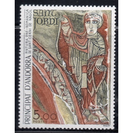 Timbre Andorre Yvert No 334 peinture Sant Cerni de Nagol neuf ** 1984