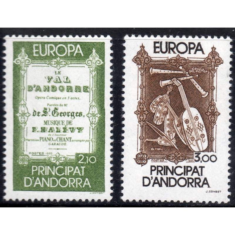 Timbres Andorre Yvert No 339-340 Europa année de la musique neufs ** 1985
