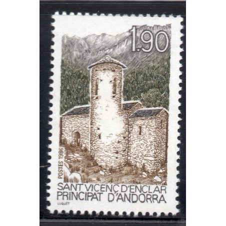 Timbre Andorre Yvert No 354 Saint-Viecenc d'Enclar neuf ** 1986