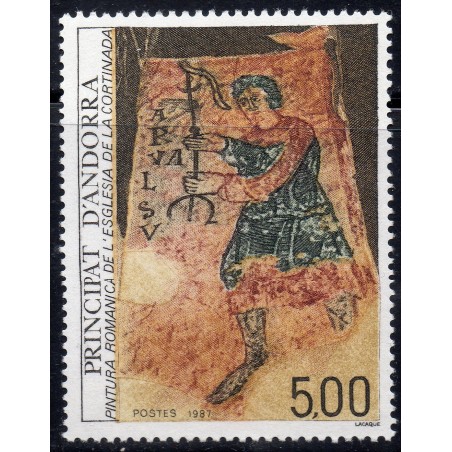 Timbre Andorre Yvert No 363 Peinture de la Cortinada neuf ** 1987