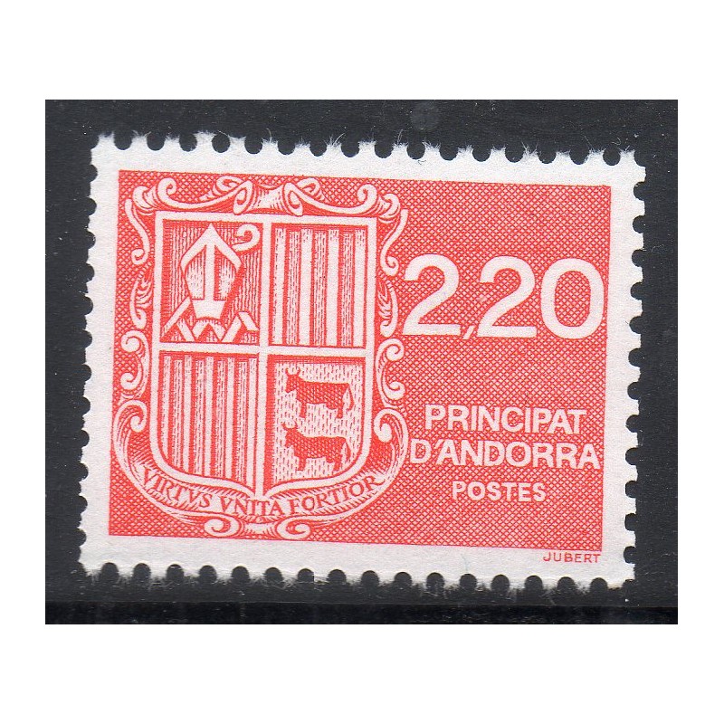 Timbre Andorre Yvert No 366 Blason 2.20F neuf ** 1988