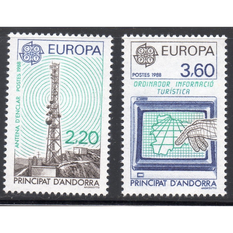 Timbres Andorre Yvert No 369-370 Europa Transports et Communications neufs ** 1988