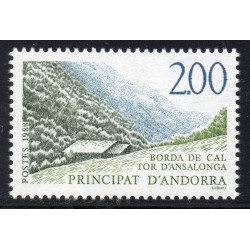 Timbre Andorre Yvert No 372 métairie Tor d'Ansalonga neuf ** 1988