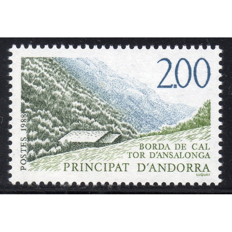 Timbre Andorre Yvert No 372 métairie Tor d'Ansalonga neuf ** 1988