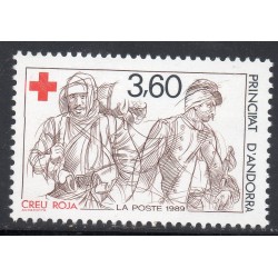 Timbre Andorre Yvert No 380 croix rouge neuf ** 1989