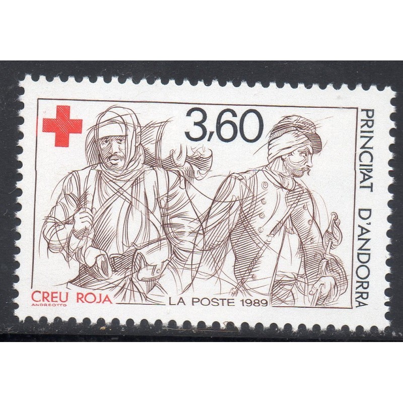 Timbre Andorre Yvert No 380 croix rouge neuf ** 1989