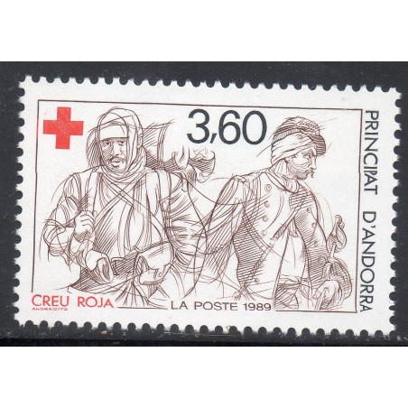 Timbre Andorre Yvert No 380 croix rouge neuf ** 1989