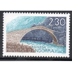 Timbre Andorre Yvert No 385 Pont de la Margineda neuf ** 1990
