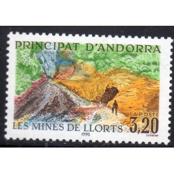 Timbre Andorre Yvert No 386 Mines de Llorts neuf ** 1990