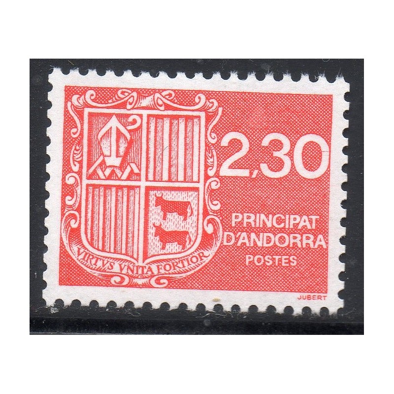 Timbre Andorre Yvert No 387 Blason 2.30F neuf ** 1990