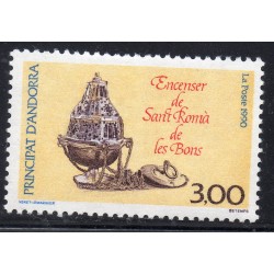 Timbre Andorre Yvert No 392 Encensoir de Sant Roman de les Bons neuf ** 1990