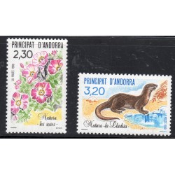 Timbres Andorre Yvert No 393-394 Nature Faune et flore neuf ** 1990