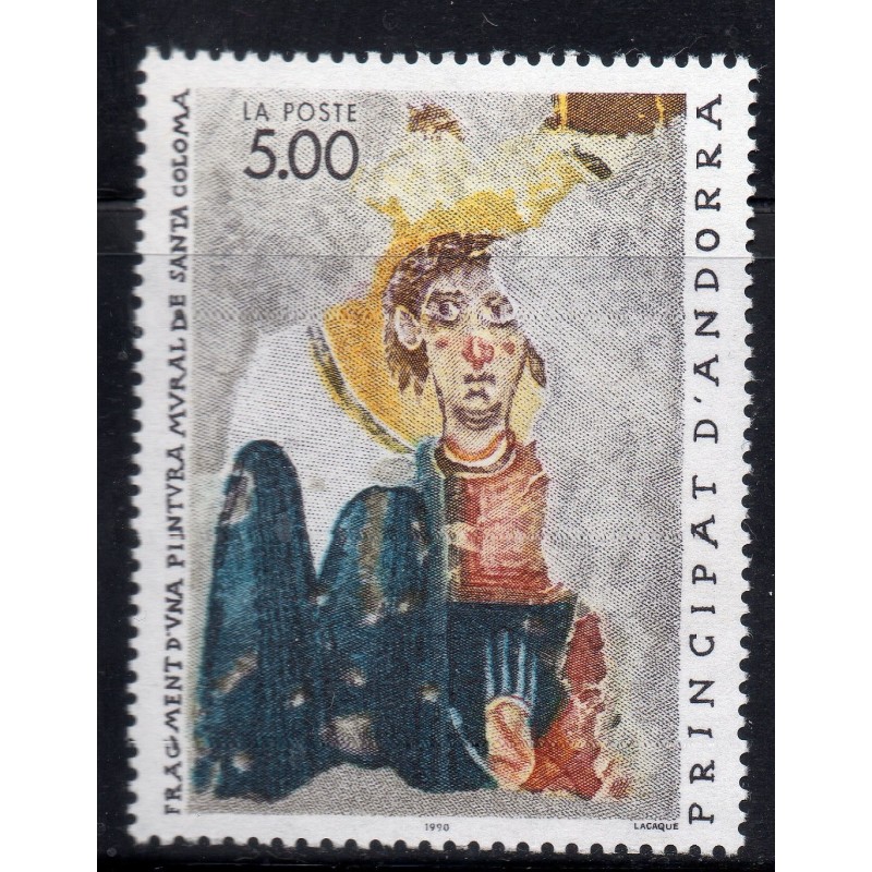 Timbre Andorre Yvert No 396 peinture Santa Coloma neuf ** 1990