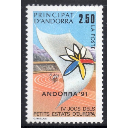 Timbre Andorre Yvert No 401 Jeux sportifs des petits états neuf ** 1991