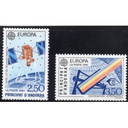 Timbres Andorre Yvert No 402-403 Europa Espace neufs ** 1991