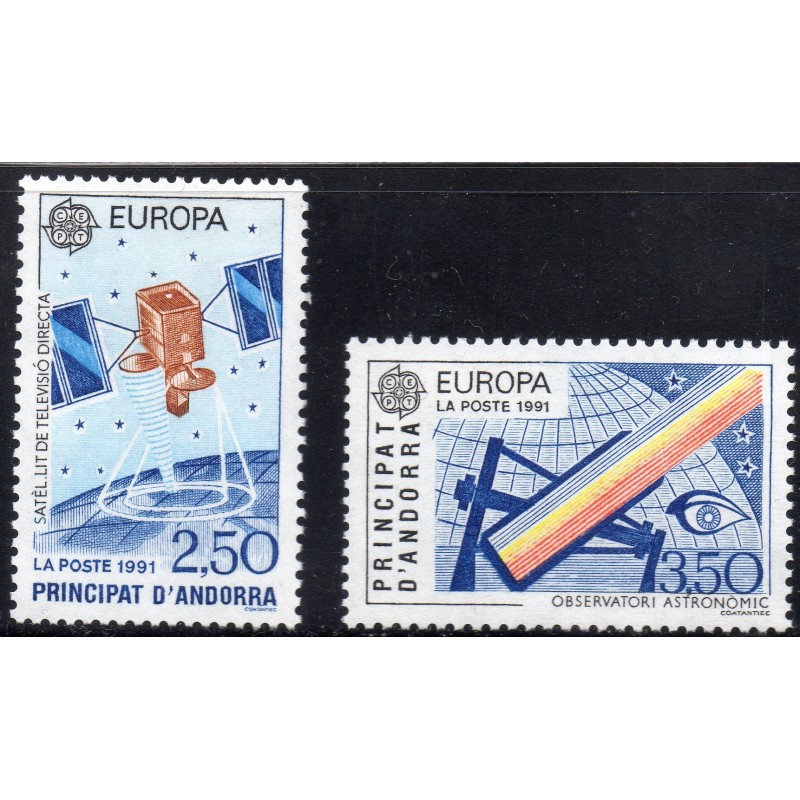 Timbres Andorre Yvert No 402-403 Europa Espace neufs ** 1991