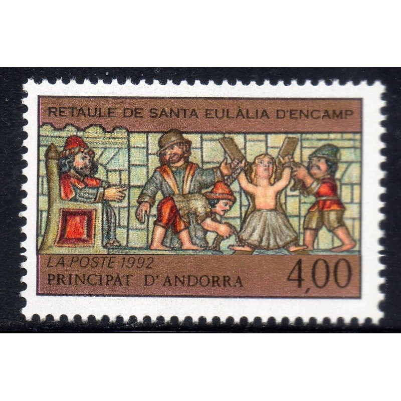 Timbre Andorre Yvert No 422 Retable de San Eulalia D'encamp neuf ** 1992