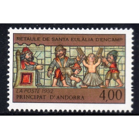 Timbre Andorre Yvert No 422 Retable de San Eulalia D'encamp neuf ** 1992