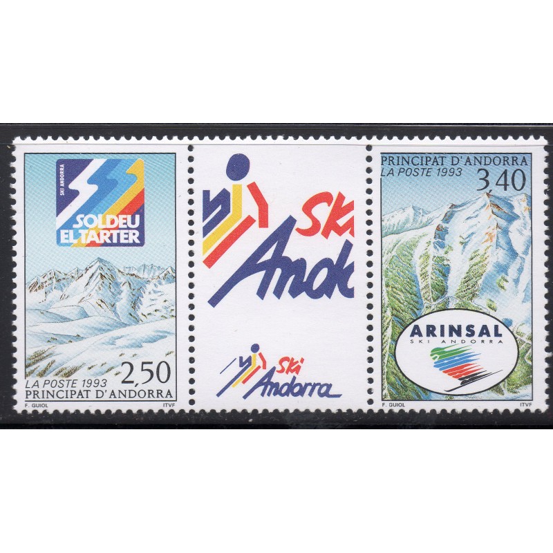 Timbres Andorre Yvert No 426A Station de Ski neuf ** 1993