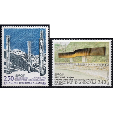 Timbres Andorre Yvert No 430-431 Europa, Art contemporain neufs ** 1993