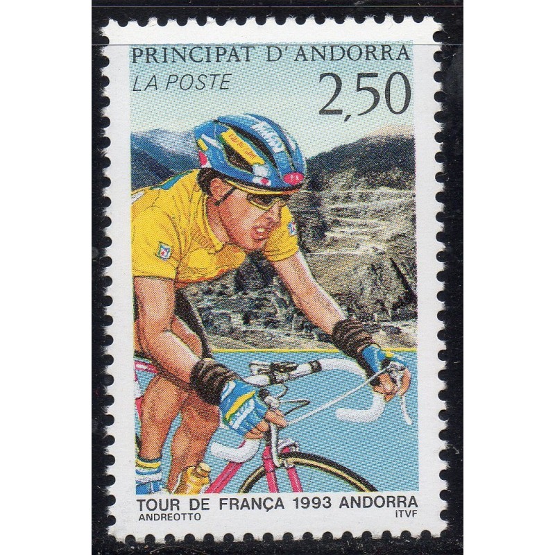 Timbre Andorre Yvert No 434 Cyclisme tour de France neuf ** 1992