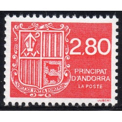 Timbre Andorre Yvert No 435 Blason 2.80F neuf ** 1993