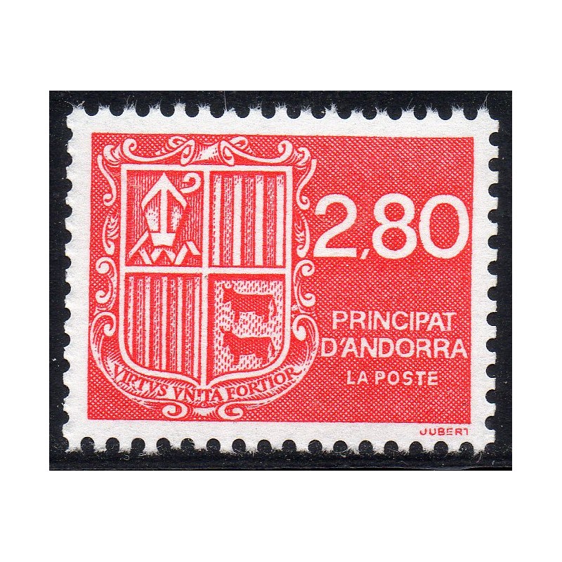 Timbre Andorre Yvert No 435 Blason 2.80F neuf ** 1993