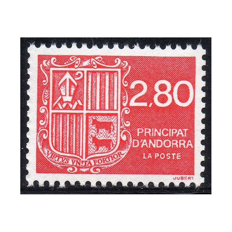 Timbre Andorre Yvert No 435 Blason 2.80F neuf ** 1993