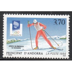 Timbre Andorre Yvert No 441 Jeux olympiques Lillehammer neuf ** 1994