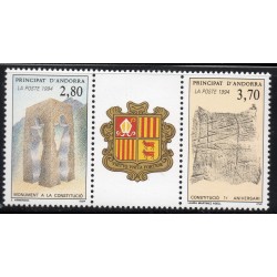 Timbres Andorre Yvert No 443A Anniversaire de la constitution neufs ** 1994