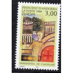 Timbre Andorre Yvert No 476 Europa Ermessenda de Castellbo neuf ** 1996