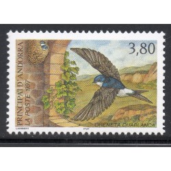 Timbre Andorre Yvert No 488 Nature, Faune, Oiseau hirondelle neuf ** 1997