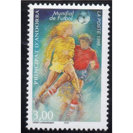 Timbre Andorre Yvert No 503 Coupe du monde football France neuf ** 1998