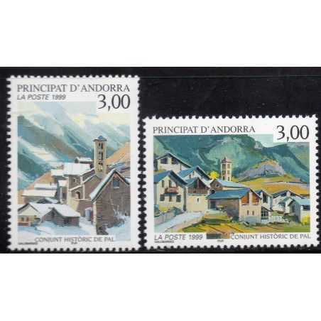 Timbres Andorre Yvert No 519-520 Ensemble hsitorique de Pal neufs ** 1999