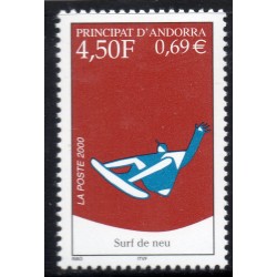 Timbre Andorre Yvert No 526 Surf des neiges neuf ** 2000