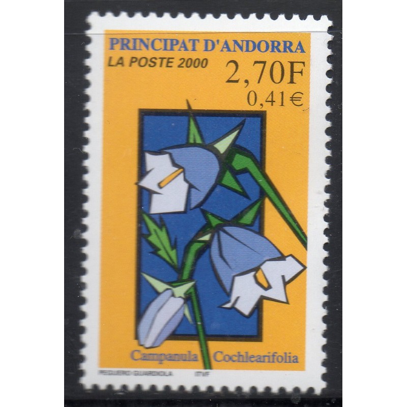 Timbre Andorre Yvert No 530 Flore, fleurs, la Campanule neuf ** 2000
