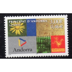 Timbre Andorre Yvert No 536 Exposition universelle Hanovre neuf ** 2000
