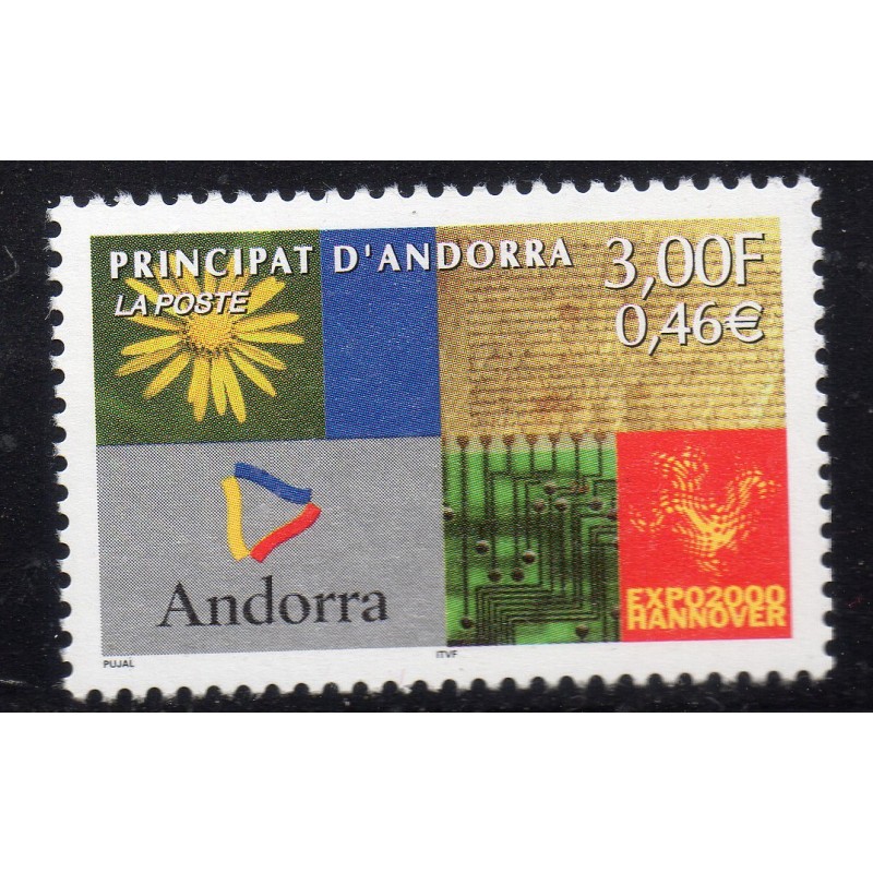 Timbre Andorre Yvert No 536 Exposition universelle Hanovre neuf ** 2000