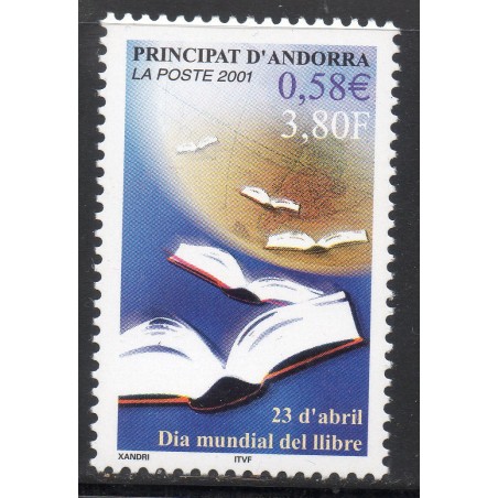 Timbre Andorre Yvert No 545 journée mondiale du livre neuf ** 2001