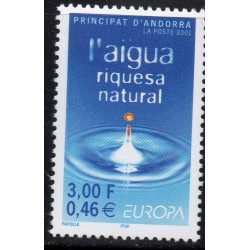 Timbre Andorre Yvert No 546 Europa l'eau richesse mondiale neuf ** 2001