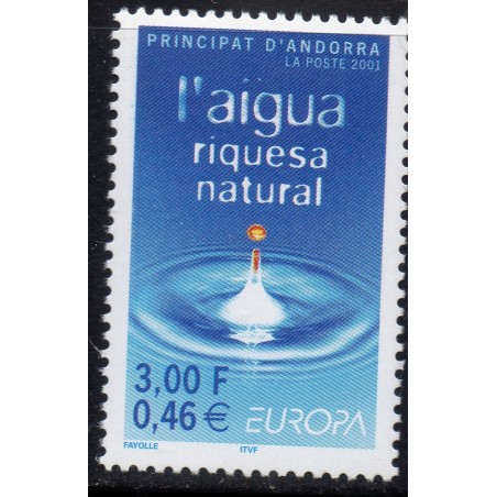 Timbre Andorre Yvert No 546 Europa l'eau richesse mondiale neuf ** 2001