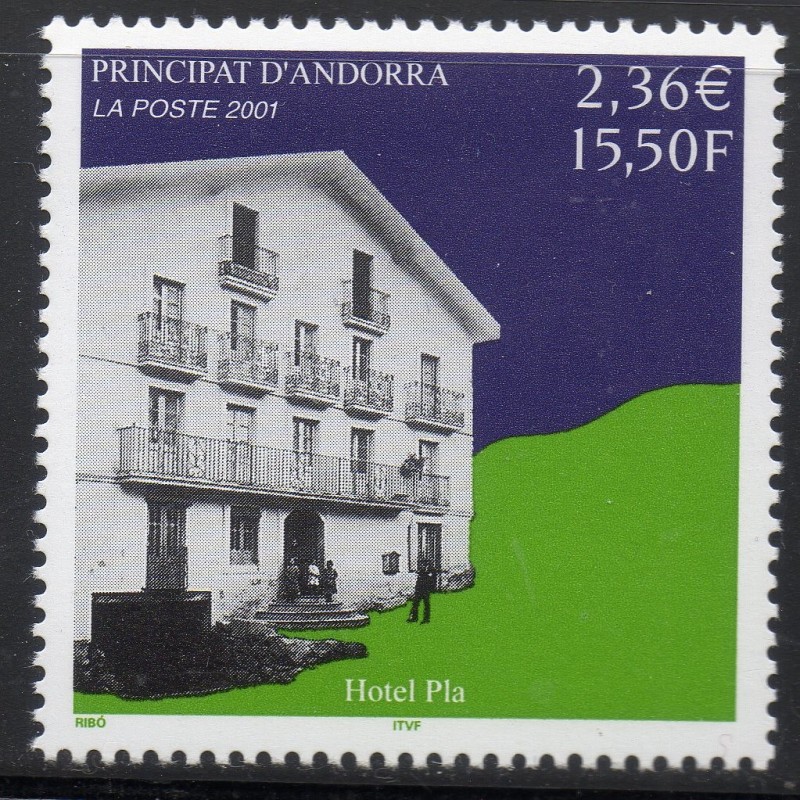 Timbre Andorre Yvert No 553 Hotel Pla neuf ** 2001