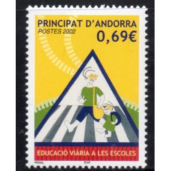 Timbres Andorre Yvert No 565 Education routiere scolaire neuf ** 2002