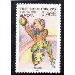 Timbres Andorre Yvert No 569 Europa le cirque neuf ** 2002