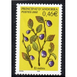 Timbres Andorre Yvert No 570 Flore, fruit Myrtille neuf ** 2002