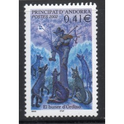 Timbres Andorre Yvert No 573 légende joueur de cornemuse d'Ordino neuf ** 2002