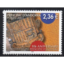 Timbres Andorre Yvert No 577 10 ans de la Constitution neuf ** 2003