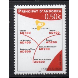 Timbres Andorre Yvert No 601 Le code postal neuf ** 2004