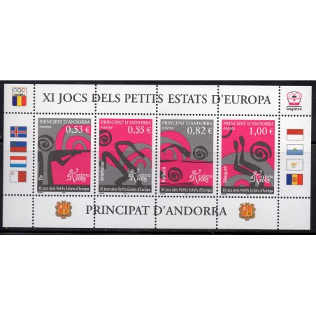 Timbres Andorre Yvert No 609-612 Sports, jeux des petits états d'europe neuf ** 2005