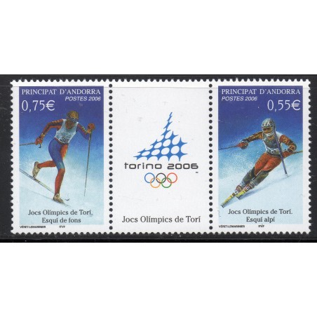 Timbres Andorre Yvert No 622-623 Jeux olympiques de Turin neuf ** 2006